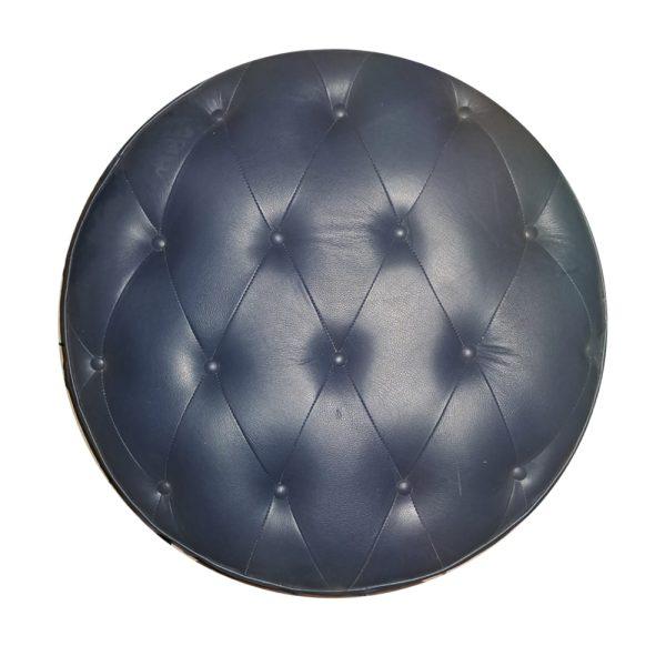 PUFF DE CUERO AZUL CON CAPITONE