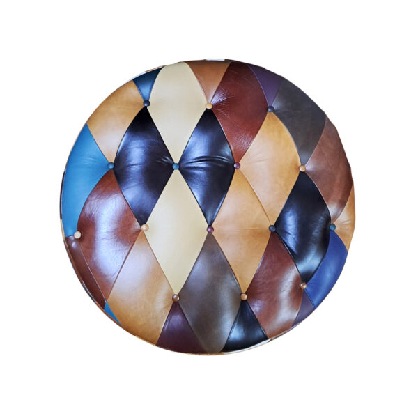 PUFF DE CUERO MULTICOLOR CON CAPITONÉ, 80cm