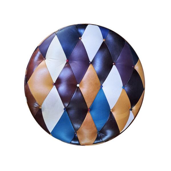 PUFF DE CUERO MULTICOLOR CON CAPITONÉ, VARIEDAD DE MEDIDAS