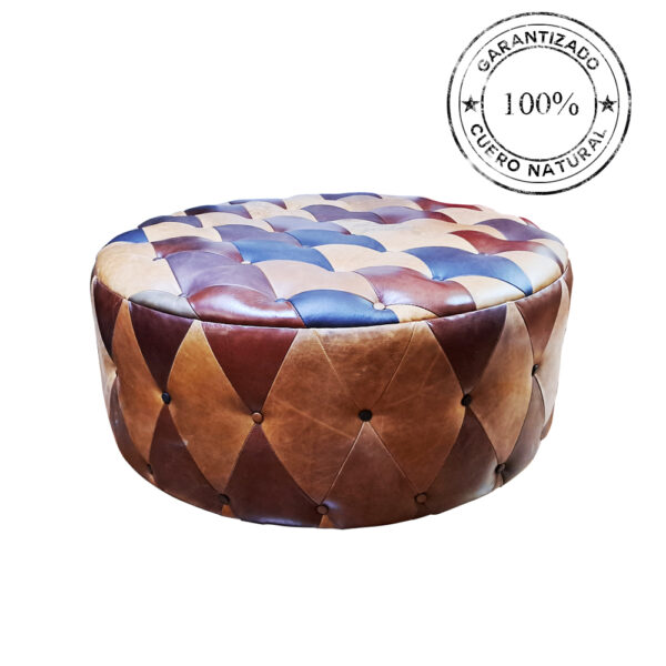 PUFF DE CUERO MULTICOLOR CON CAPITONÉ, 100cm