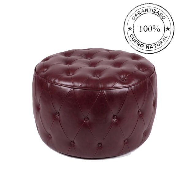 PUFF DE CUERO CAPITONÉ 60cm
