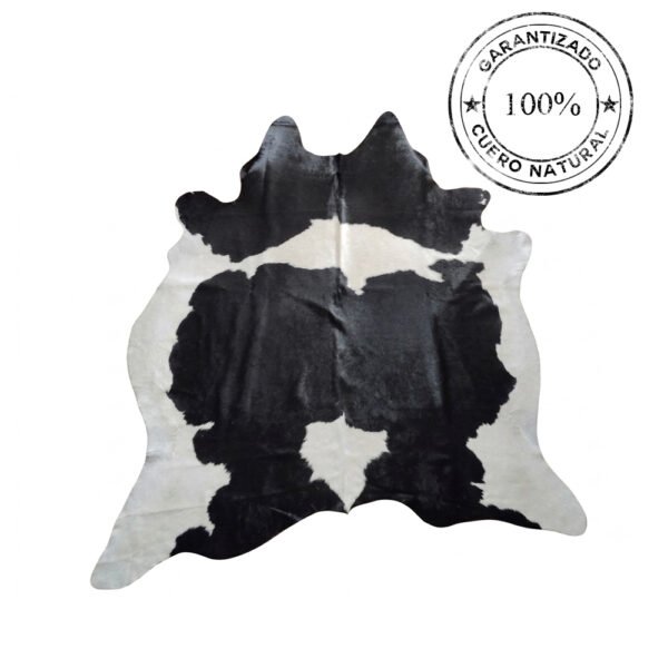 ALFOMBRA DE PIEL NEGRO CON BLANCO